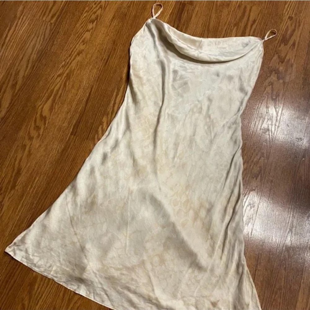 Vintage Y2K 100% Silk Slip Dress Printed Mini Silk Dress Size Small Cowl Neck - Picture 5 of 15